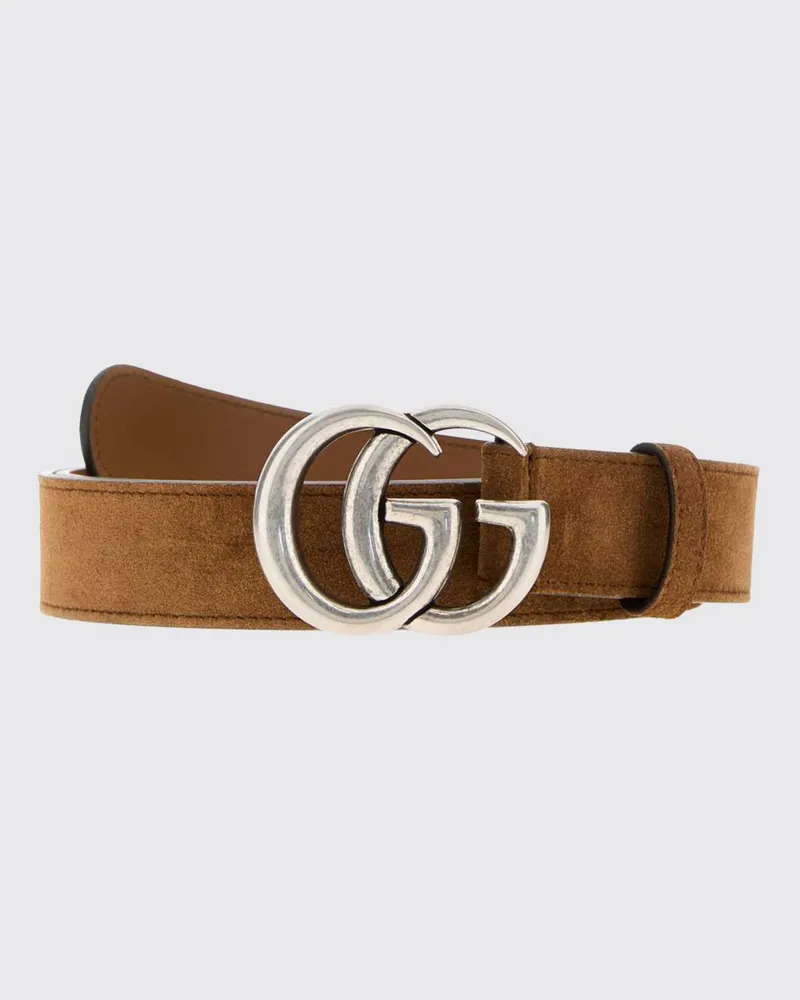 Gucci GG Marmont Wildledergürtel mit Monogramm-Schnalle Haselnuss