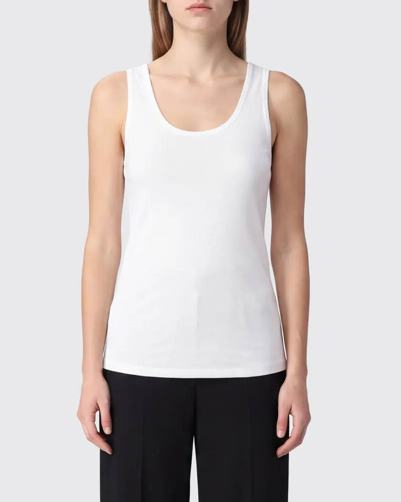 Max Mara Ärmelloses Slim-Fit Top aus Crêpe de Chine mit U-Ausschnitt Weiß