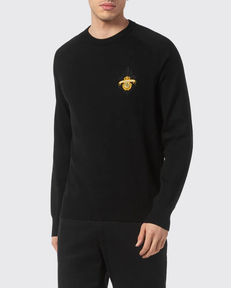 Billionaire Baumwollpullover mit Rundhals und kontrastierendem Logo Schwarz