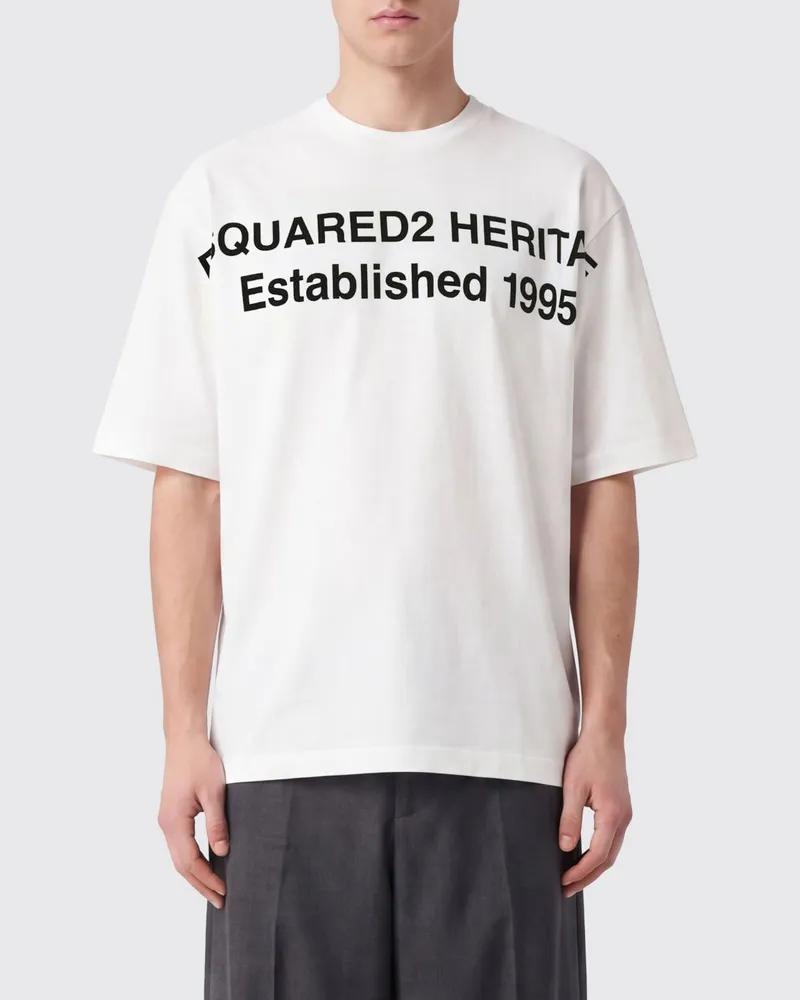 Dsquared2 Relaxed-Fit-T-Shirt aus Baumwolle mit Logo und überschnittenen Schultern Weiß