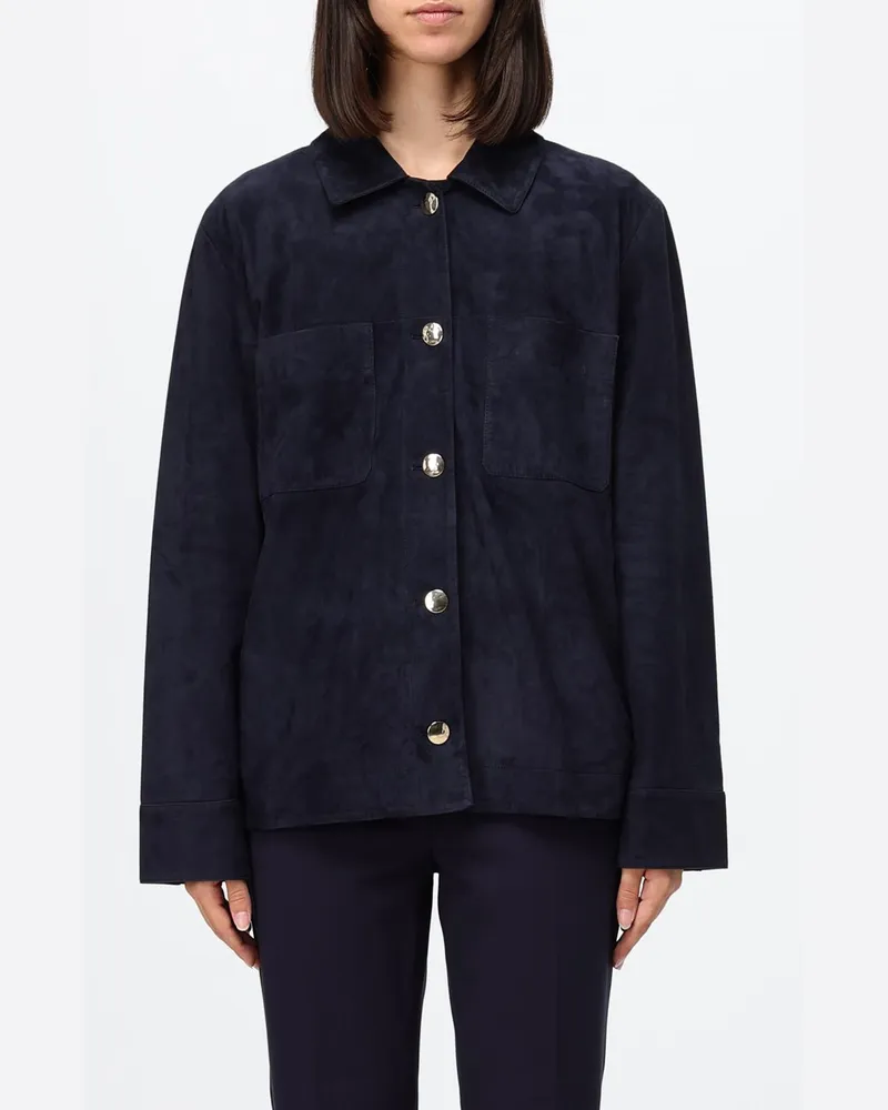 Max Mara Hemdjacke Abisso aus Lammveloursleder Blau