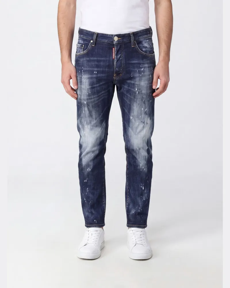 Dsquared2 Bro Straight Fit Jeans aus Baumwoll-Denim mit Used-Effekt Blau