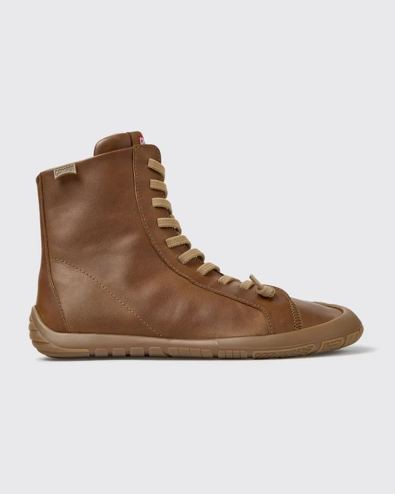 Camper Peu Path+ Stiefeletten von aus Glattleder mit seitlichem Reißverschluss und niedrigem Absatz Braun
