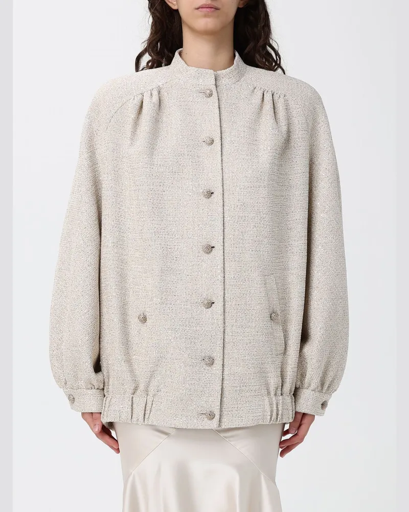 Alessandra Rich Bomberjacke aus Baumwollmischung Beige