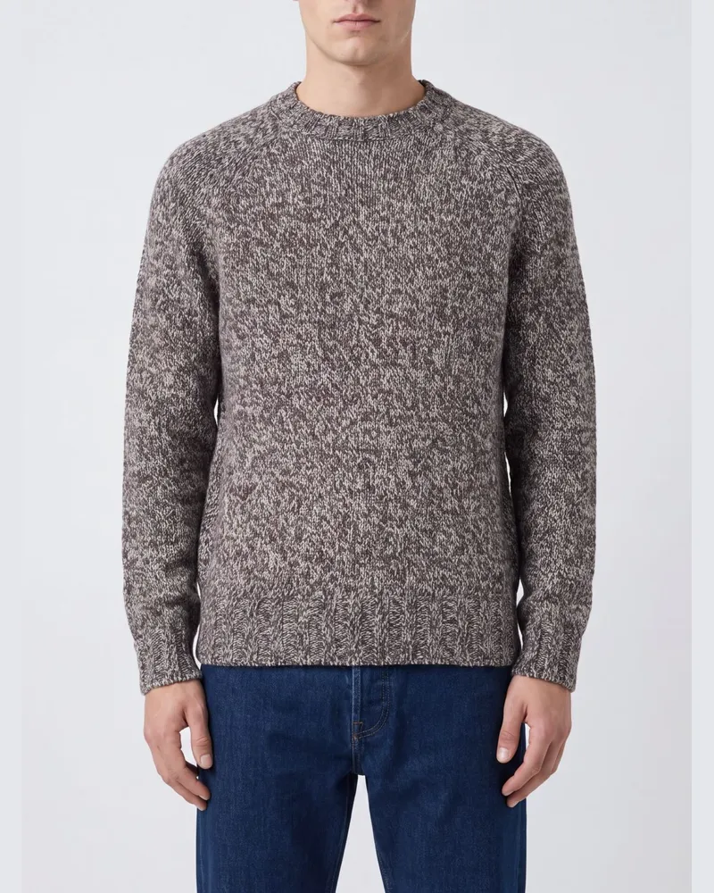 Ballantyne Pullover aus Woll-Alpaka-Mischung mit abstraktem Muster und Rundhalsausschnitt Braun