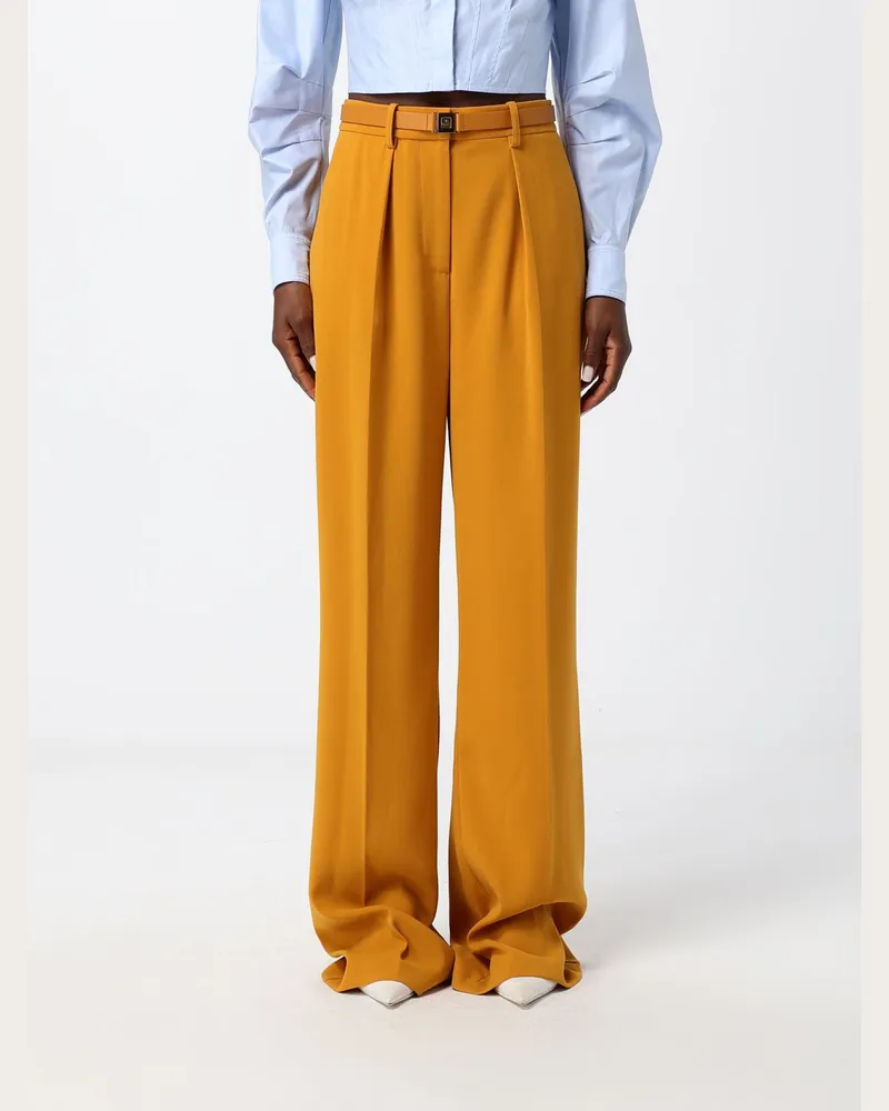 Elisabetta Franchi High-Waist Crêpe-Hose mit weitem Bein und Logogürtel Amber