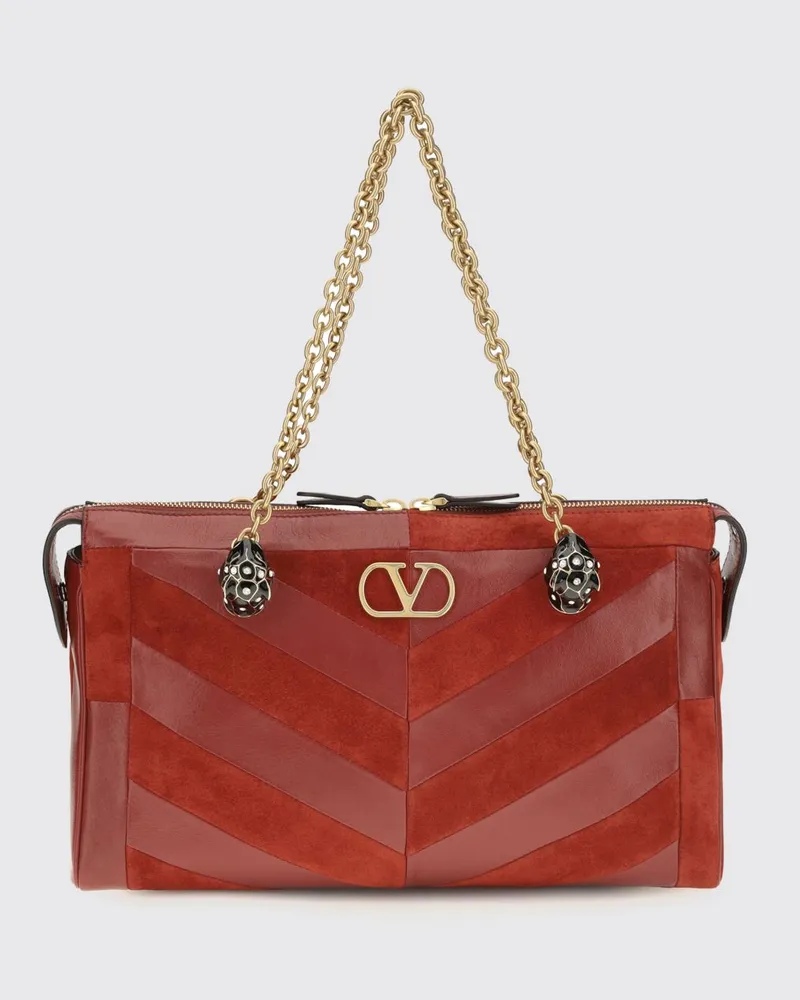Valentino Garavani Panthea Schultertasche aus Wildleder mit VLogo-Monogramm Rot