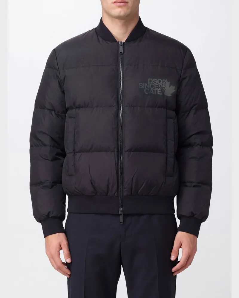 Dsquared2 Gesteppte Nylon-Bomberjacke Easy mit geripptem Kragen Schwarz