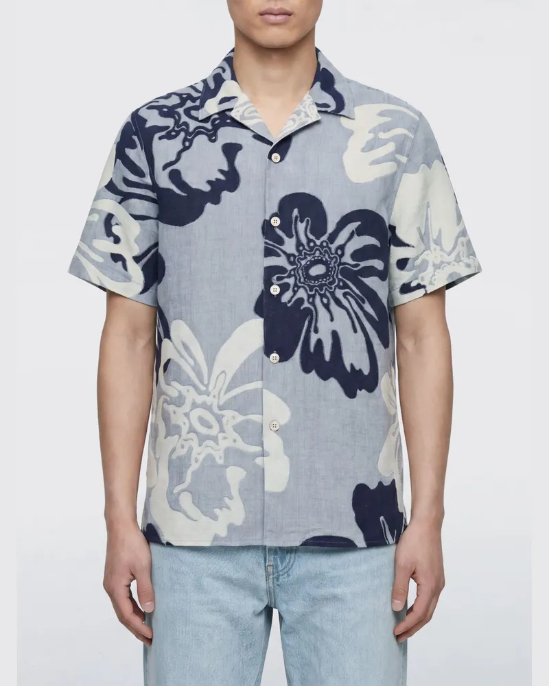 Paul Smith Bowlinghemd aus Baumwolle mit Blumendruck Blau