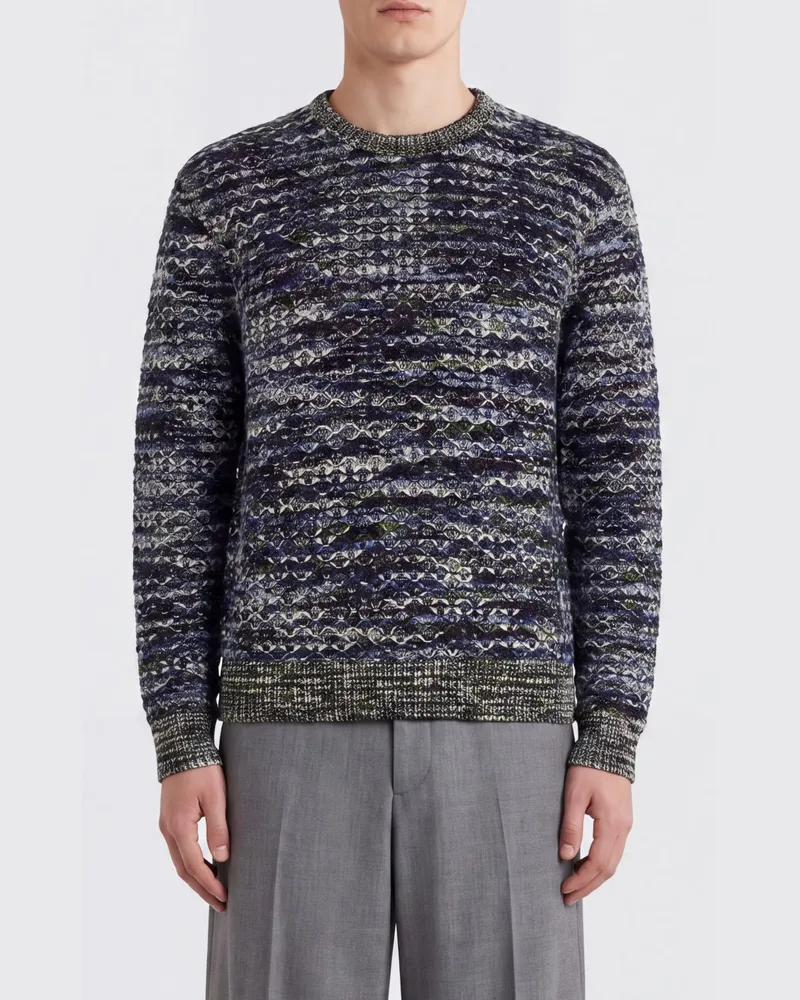 Missoni Slim-Fit Pullover aus Wollmischung mit zweifarbigem abstraktem Muster von Bunt