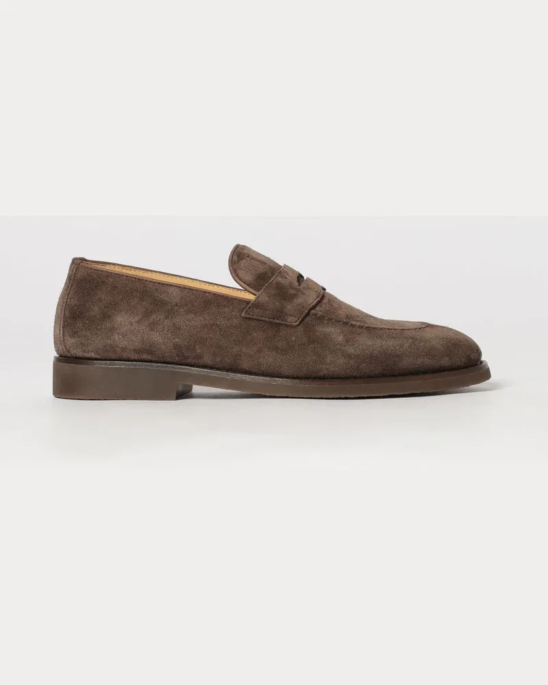 Brunello Cucinelli Loafer aus Veloursleder mit Riegel und Gummisohle Dark