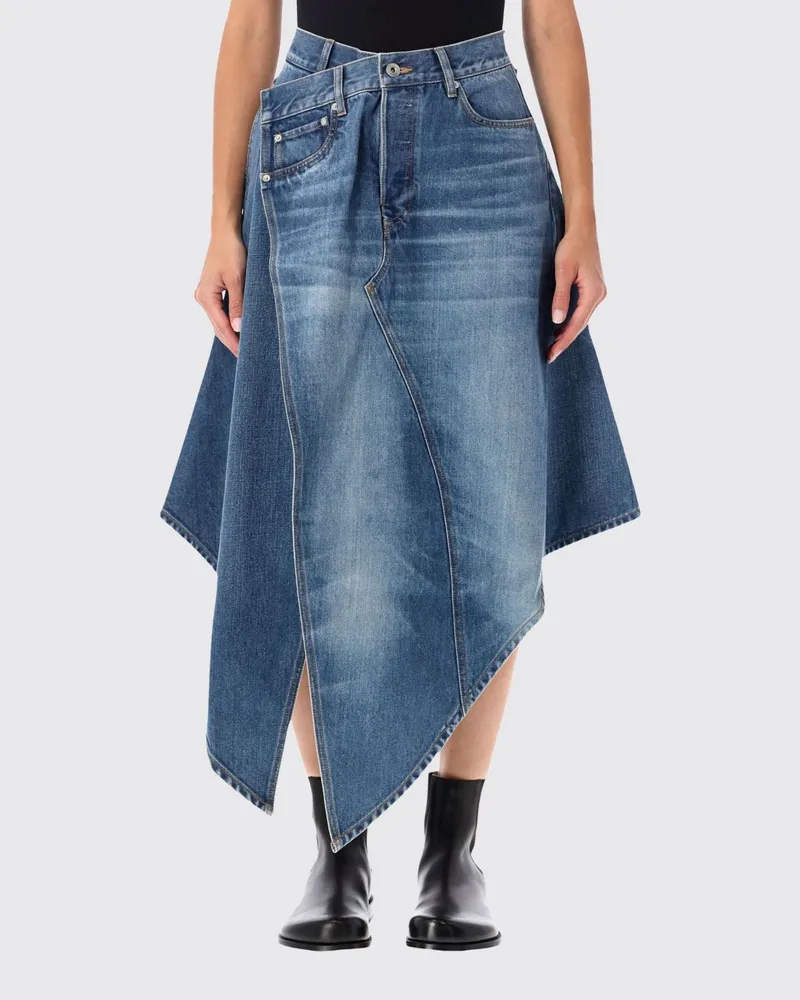 J.W.Anderson Asymmetrischer Denim-Midirock mit hoher Taille Blau