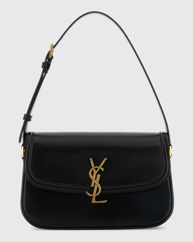 Saint Laurent Solferino Schultertasche aus Lammleder mit YSL-Monogramm Schwarz