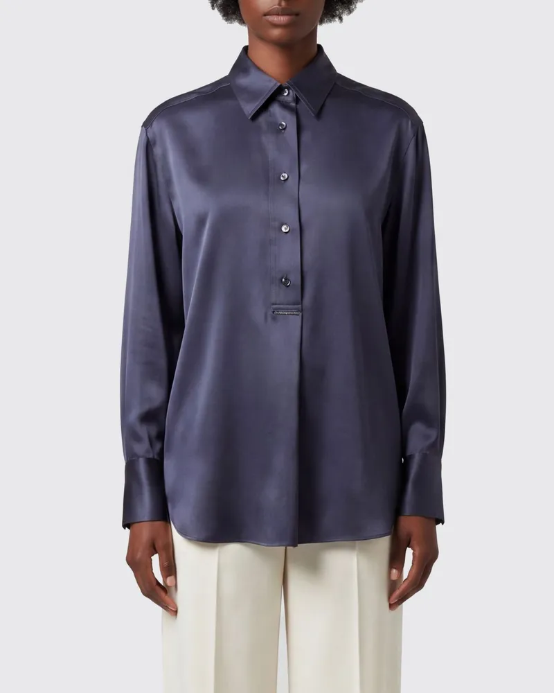 Brunello Cucinelli Klassisches Seidenhemd Blau