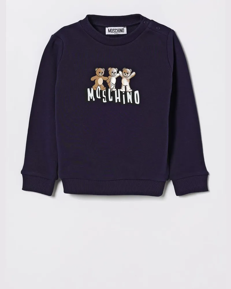 Moschino Teddy Bear Baumwoll-Rundhals-Sweatshirt Blau