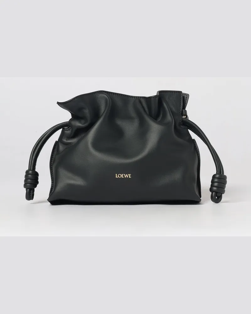 Loewe Flamenco Mini-Beuteltasche aus Kalbsleder mit Kordelzug Schwarz