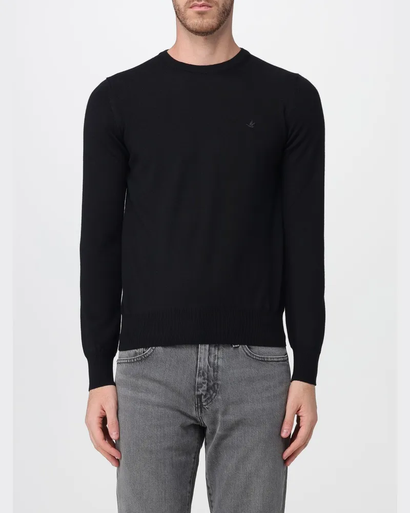Brooksfield Wollpullover mit Rundhalsausschnitt, langen Ärmeln und Rippbündchen Schwarz