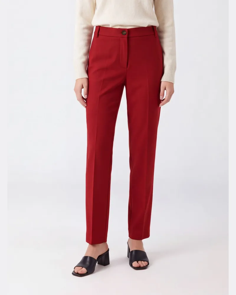Pinko Slim-Fit Chinohose aus Stretch-Crêpe mit mittelhohem Bund Rot