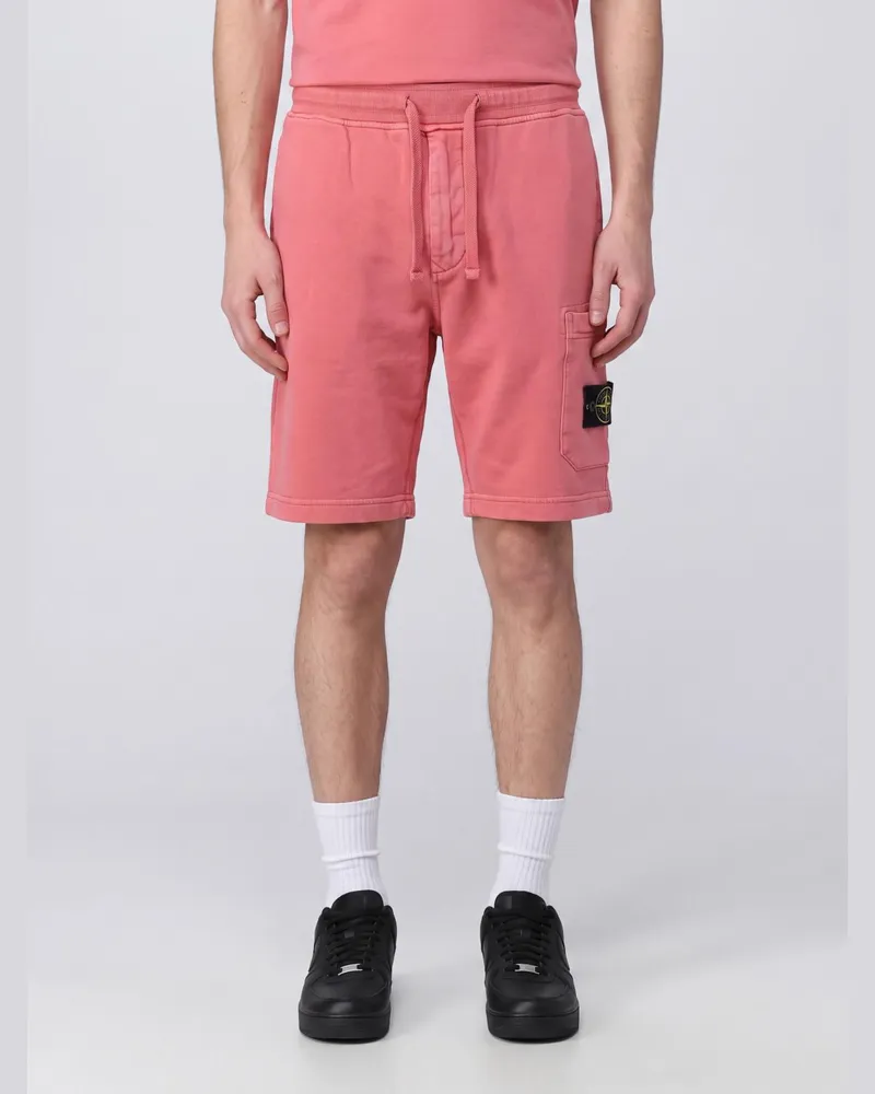 Stone Island Baumwoll-Cargoshorts mit Kompass-Logo-Patch und Kordelzug Pink