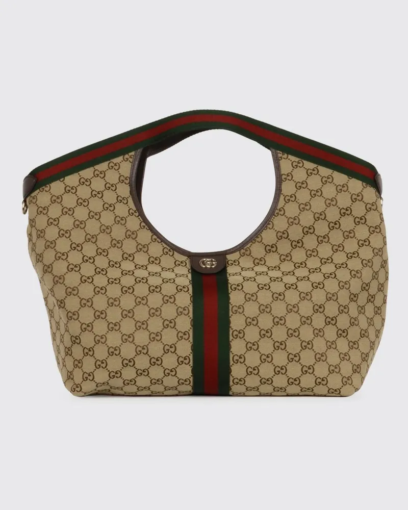 Gucci Giglio Schultertasche mit doppeltem Griff aus GG-Monogramm-Jacquard Beige