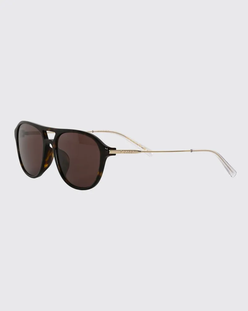 Gucci Runde Sonnenbrille aus Acetat mit Doppelsteg Gold