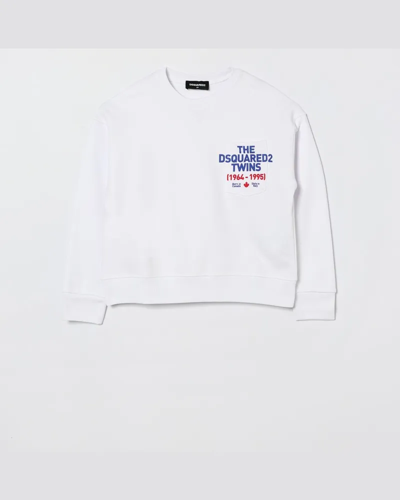 Dsquared2 Rundhals-Baumwoll-Sweatshirt mit Logo Weiß