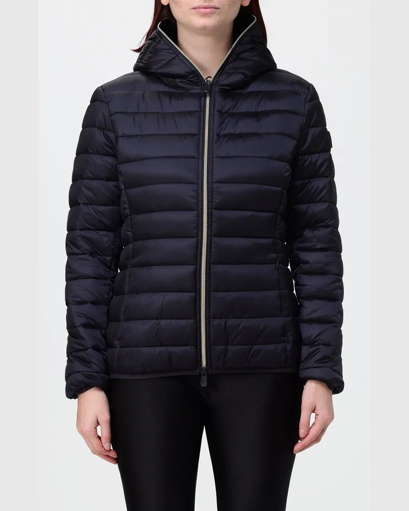 Save The Duck Kurze Nylon-Daunenjacke von mit Kapuze und ThermoPlume®-Wattierung Schwarz