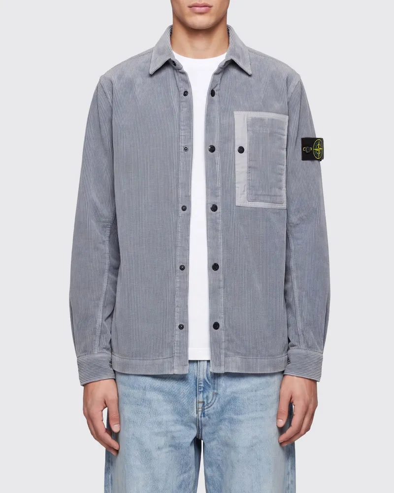 Stone Island Hemdjacke aus Samt mit Kompass-Logo Dust