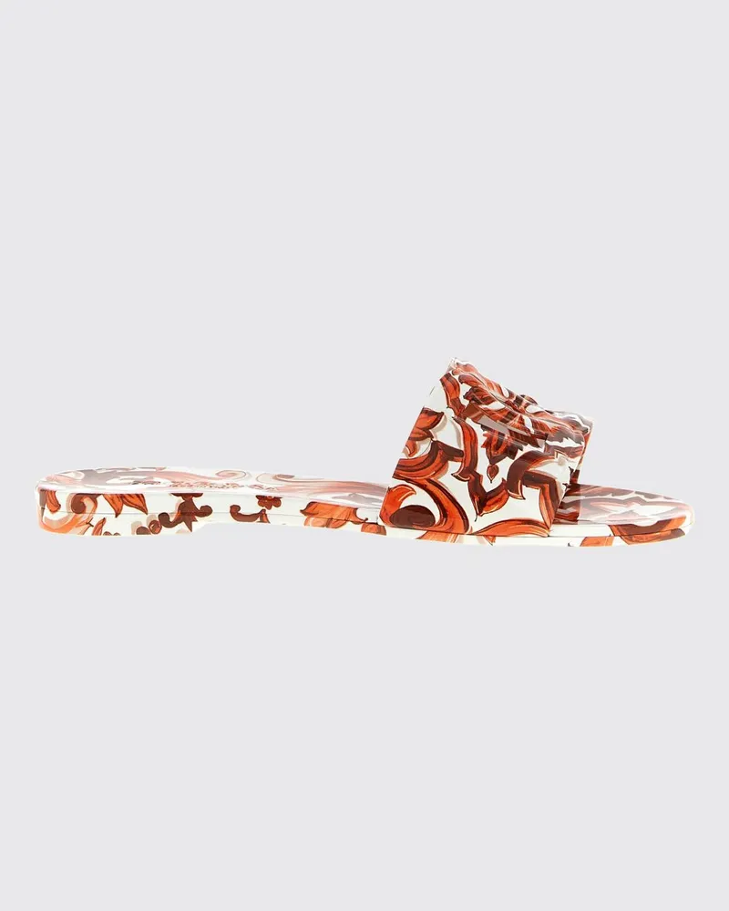 Dolce & Gabbana DOLCE  GABBANA Dolce & Gabbana Gummi-Slides mit Majolika-Print und DG-Monogramm Bunt