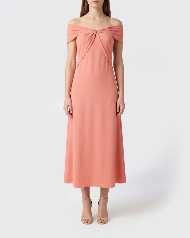 Hanita Langes A-Linien-Abendkleid aus Viskosemischung mit schulterfreiem Design Pink