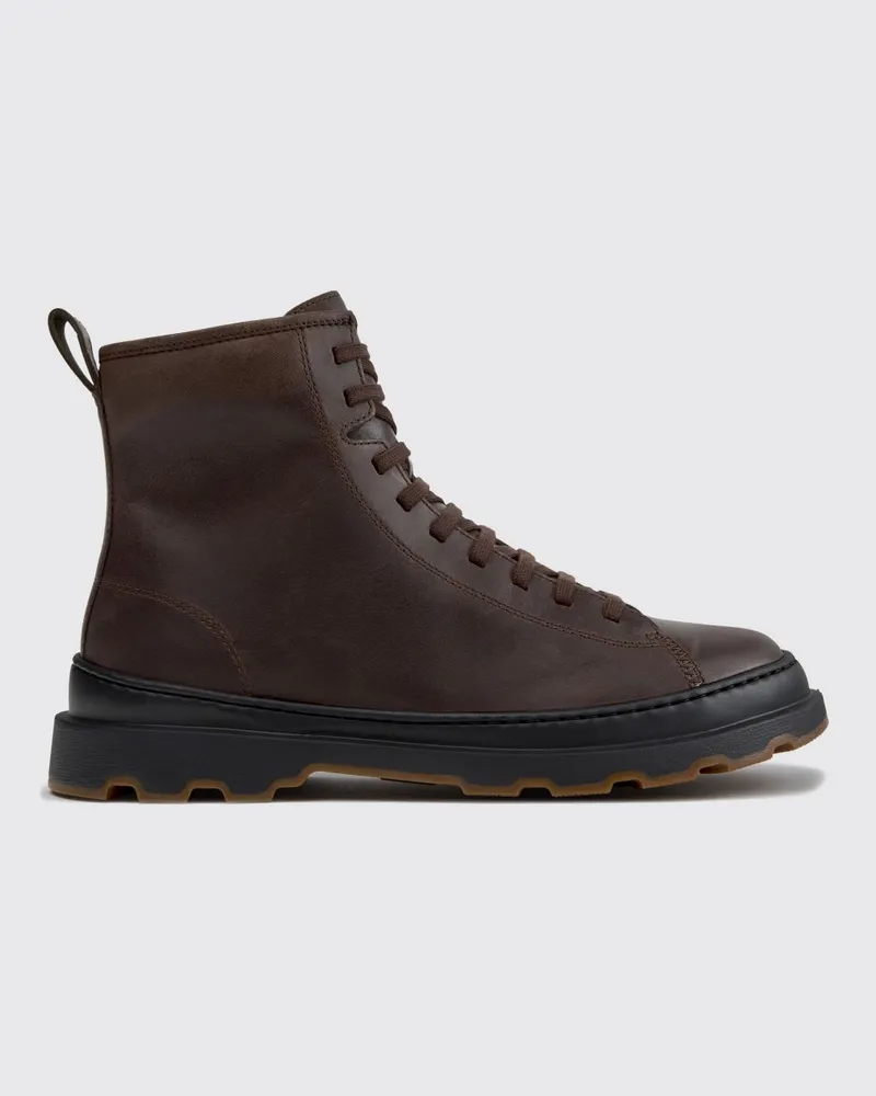 Camper Brutus+ Schnürstiefeletten von aus Glattleder mit Gummisohle Braun