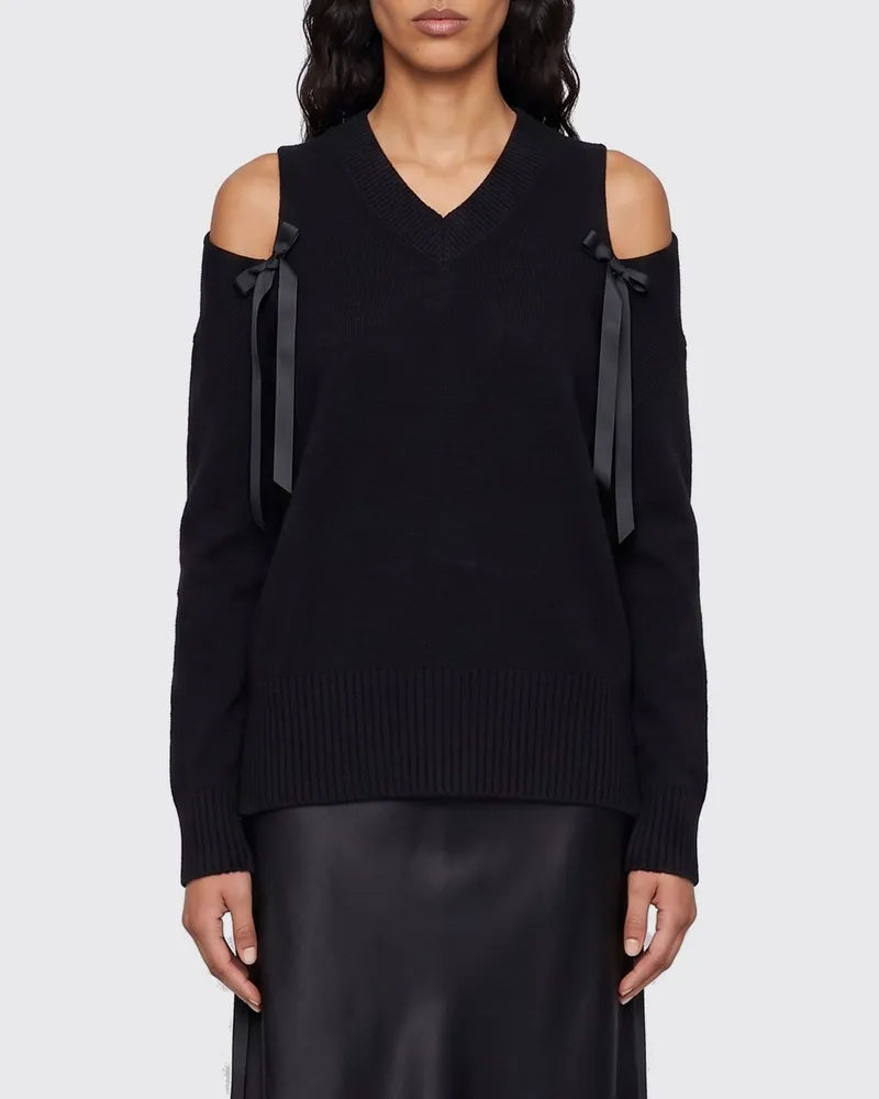 Simone Rocha Pullover aus Kaschmir mit V-Ausschnitt und Cut-Outs Schwarz