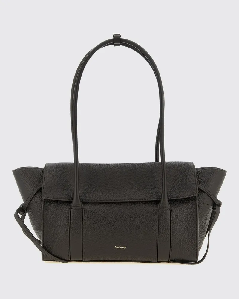 Mulberry Soft Bayswater Schultertasche aus genarbtem Kalbsleder Schwarz