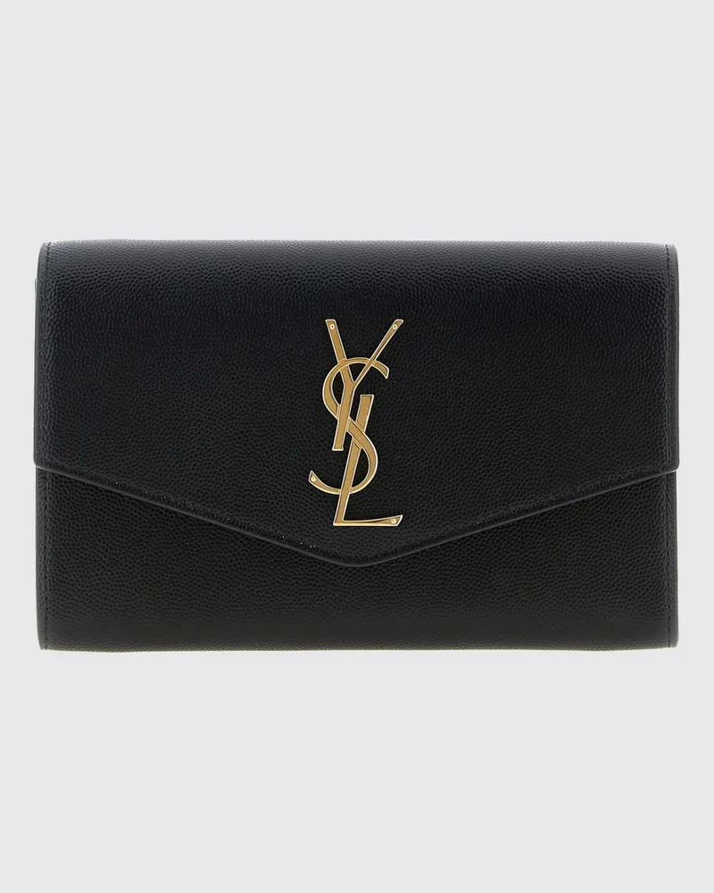 Saint Laurent Uptown Mini-Tasche aus Grain-de-Poudre-Leder mit YSL-Monogramm Schwarz