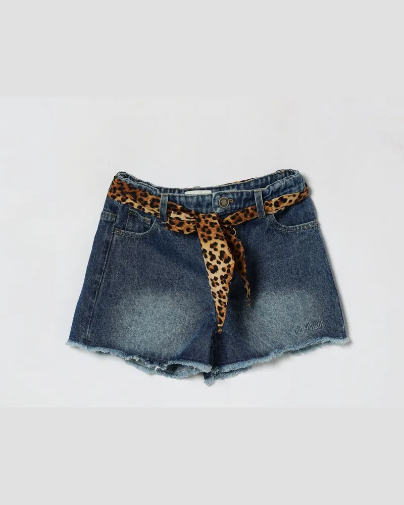 MC2 Saint Barth Jeans-Shorts für Jungen mit Gürtel und Animal-Print-Details Denim