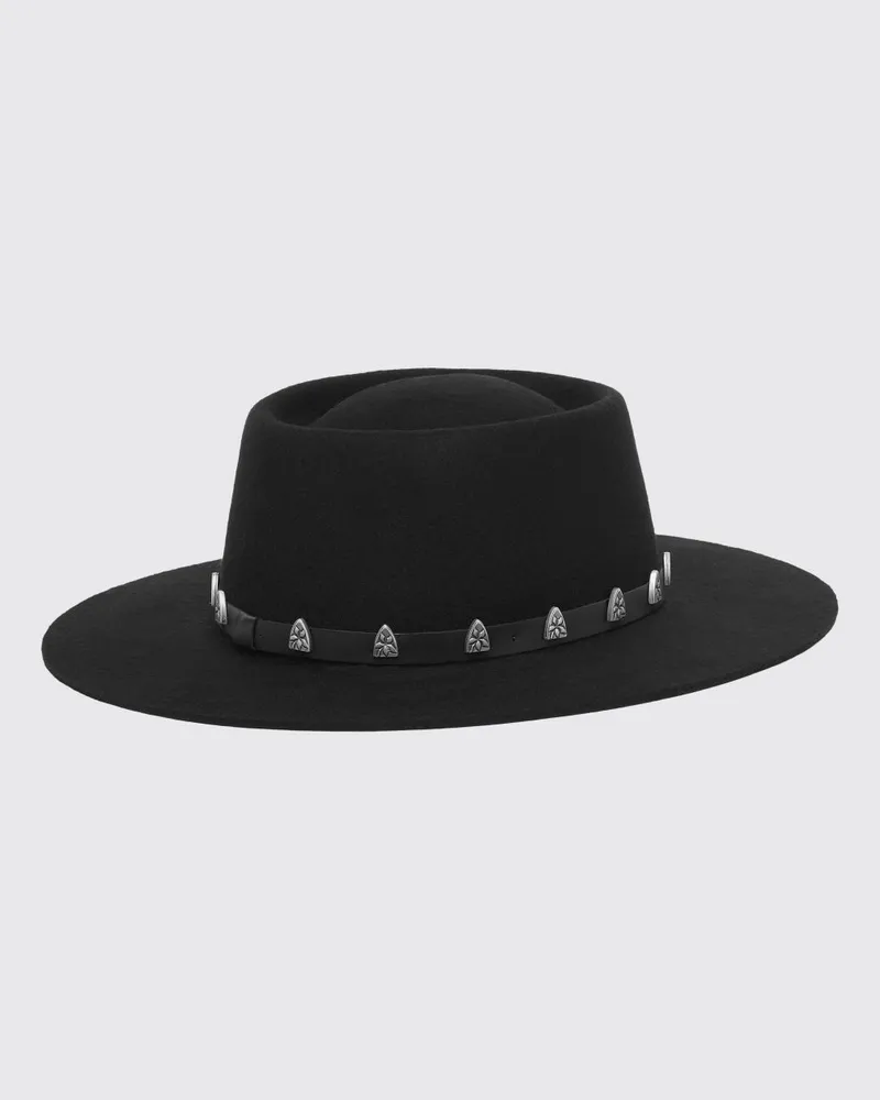 Philipp Plein Panama-Hut aus Wollfilz mit Totenkopf-Print Schwarz