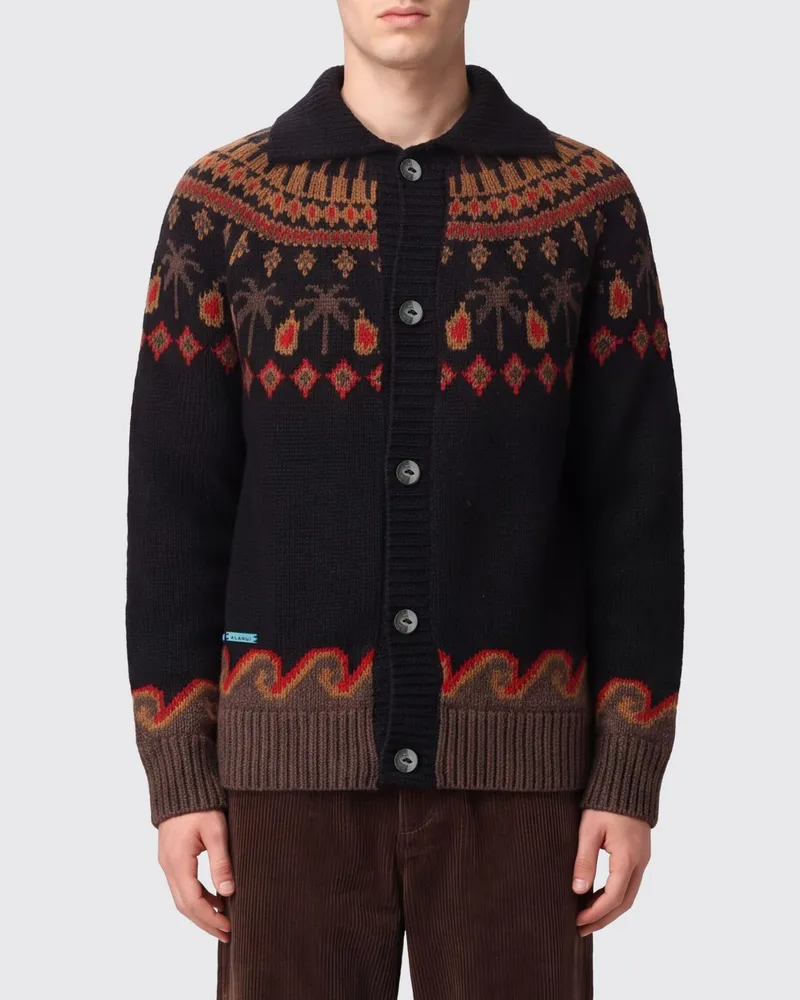 Alanui Cardigan von aus reiner Schurwolle mit ethnischem Muster und Knöpfen Schwarz