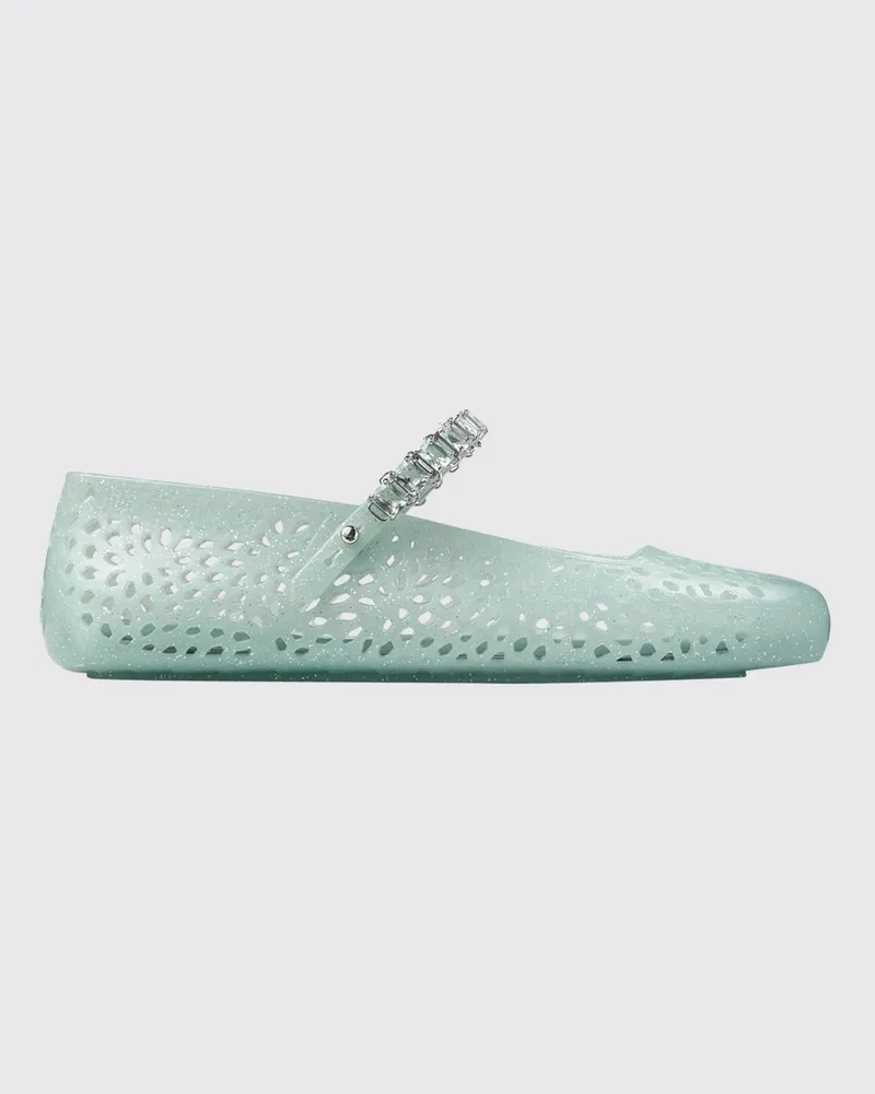 Jimmy Choo The Jelly Mary Jane Ballerinas aus perforiertem PVC mit Kristallen Grün