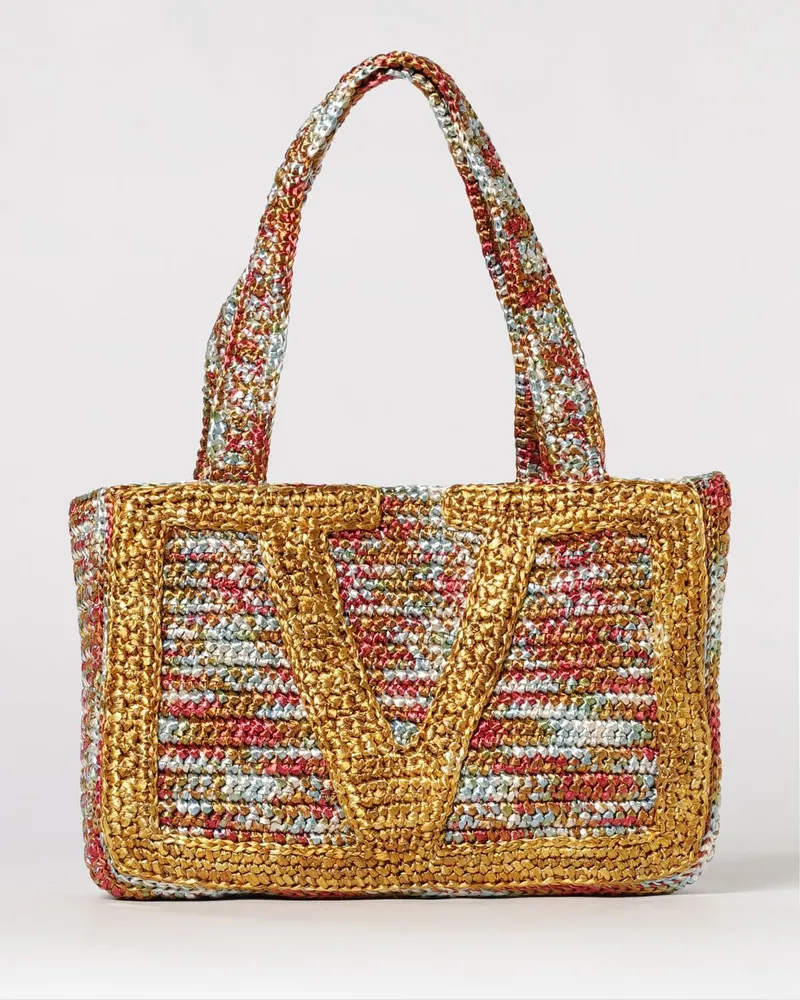 Valentino Garavani Viva Superstar Tasche aus Häkelbast Bunt