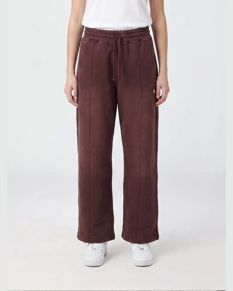 Golden Goose Jogginghose aus Baumwolle mit geradem Bein und Kontrastlogo Weinrot