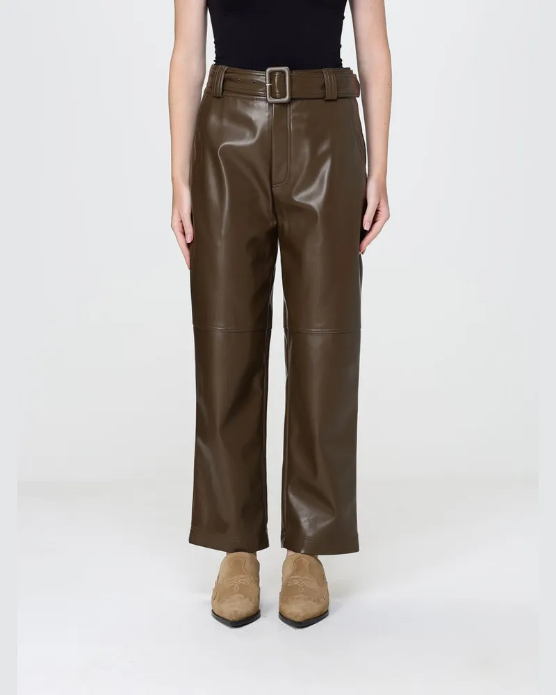 Twin-Set Hoch taillierte Cropped-Hose aus Kunstleder mit geradem Bein Grün