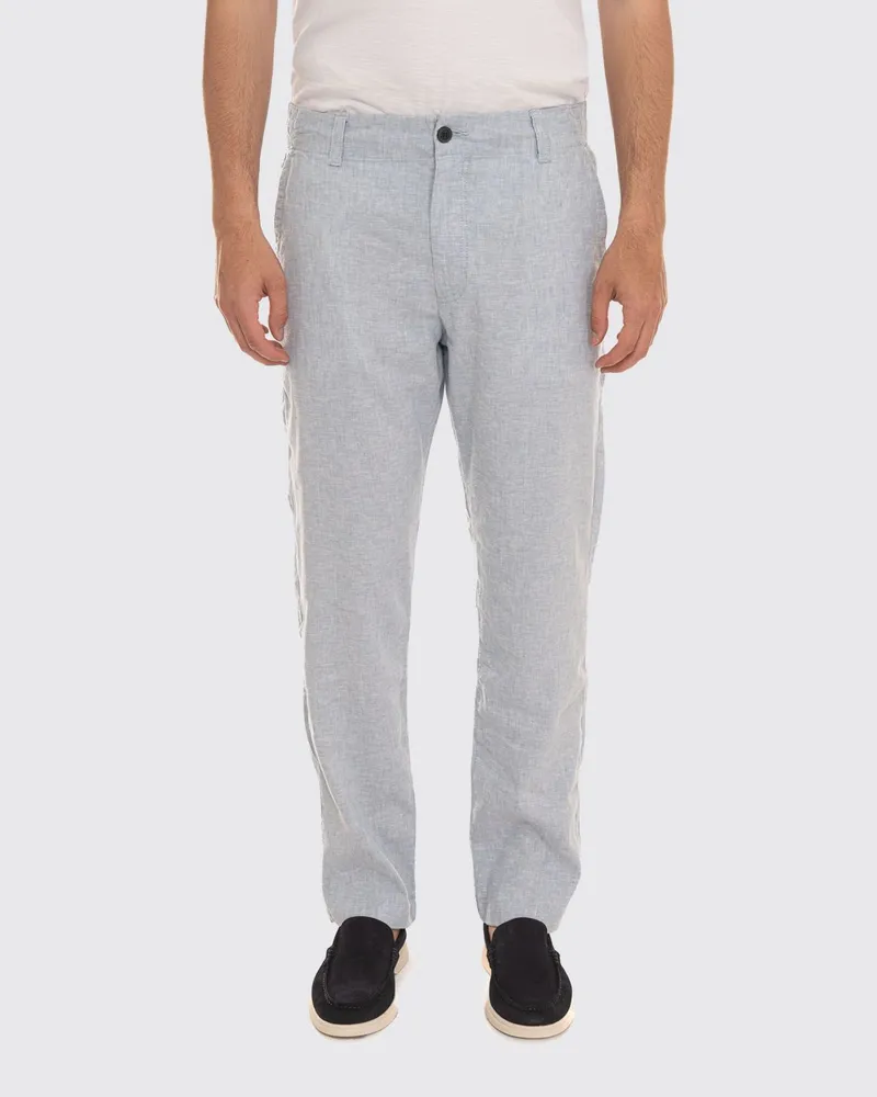 HUGO BOSS Hose mit geradem Bein aus Leinenmischung mit Kordelzug und elastischem Bund Hellblau