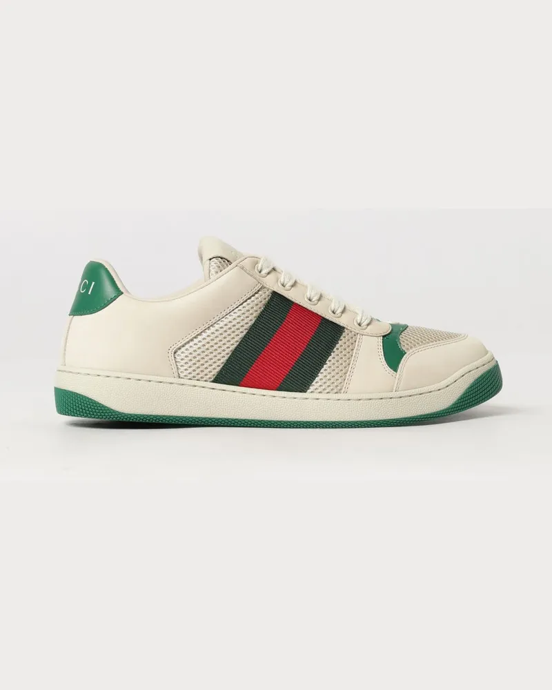 Gucci Screener Sneaker aus Mesh und Veloursleder mit Web-Streifen Beige
