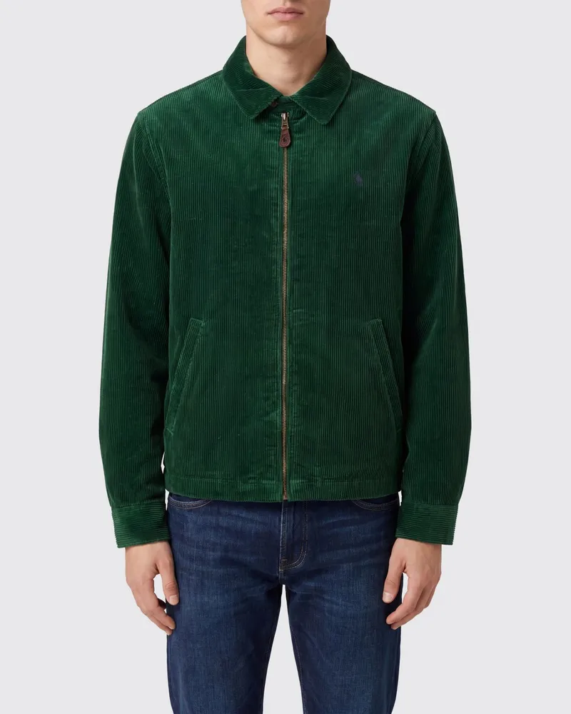 Ralph Lauren Wynton Hemdjacke aus Samt mit gesticktem Logo Grün