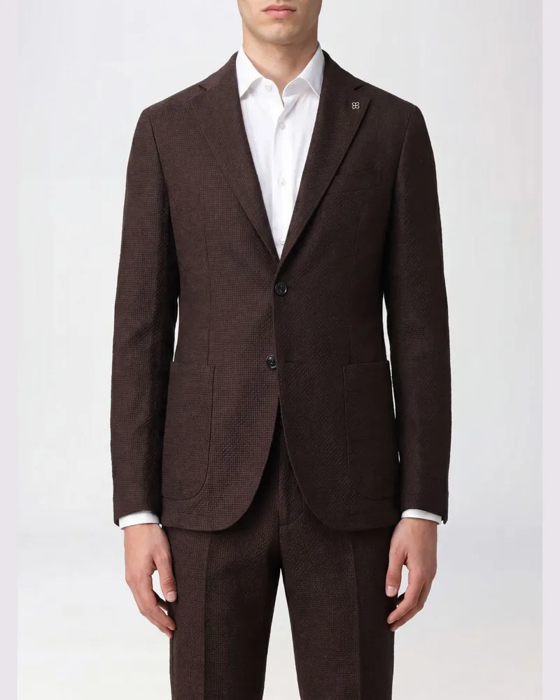 Tagliatore Einreihiger Blazer von mit fallendem Revers und aufgesetzten Taschen Braun