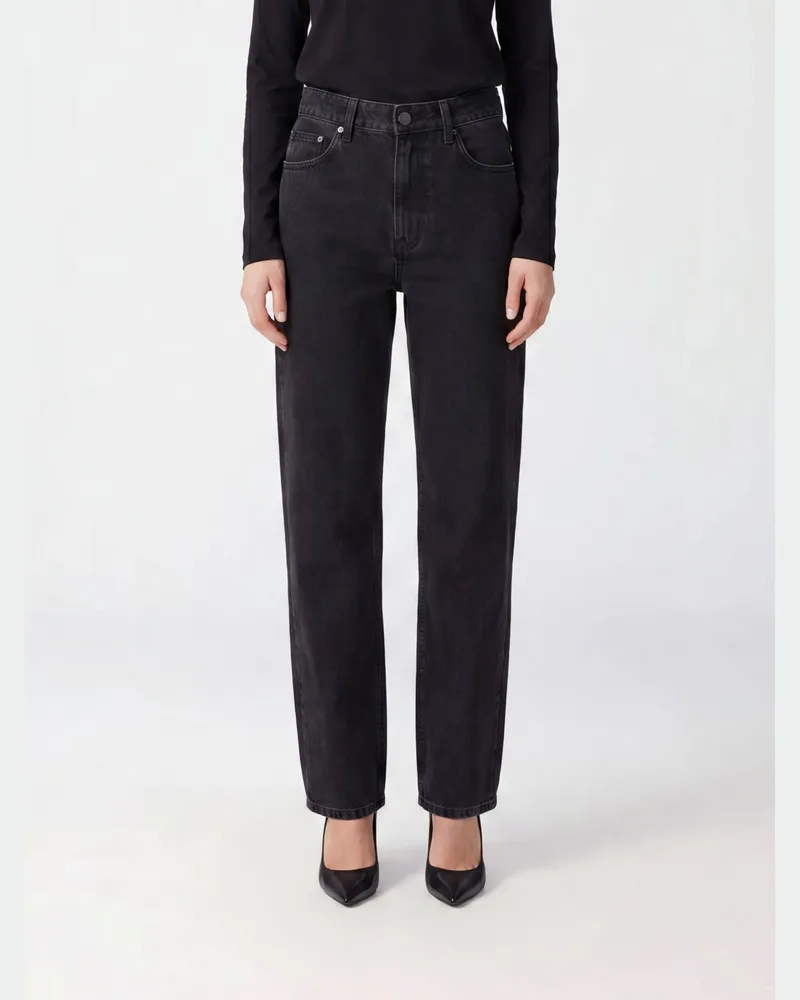 Anine Bing High-Waist Straight-Leg Jeans Hugh aus recyceltem Denim Schwarz