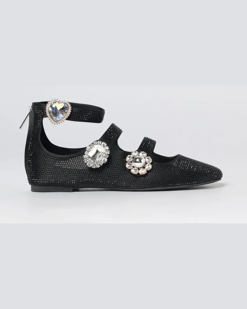 Kurt Geiger Mary-Jane-Ballerinas aus Satin mit applizierten Strasssteinen Schwarz