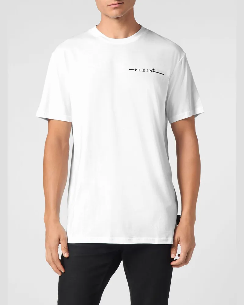 Philipp Plein Baumwoll-T-Shirt mit kontrastierendem Brust-Logo Weiß
