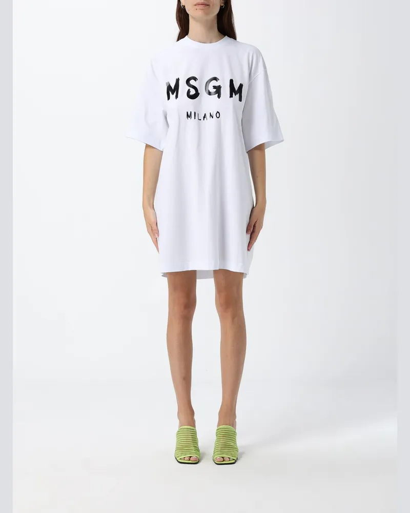 MSGM T-Shirt-Kleid aus Baumwolle mit Logo Weiß