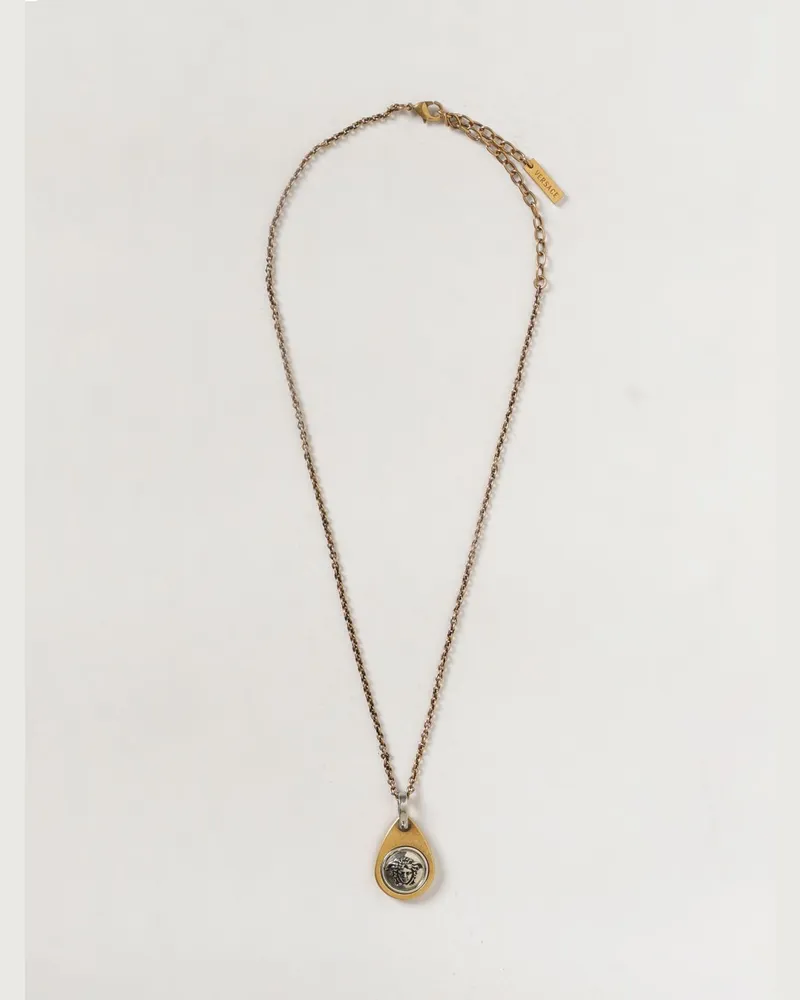 Versace Zweifarbige Messing-Halskette mit abstraktem Design Gold